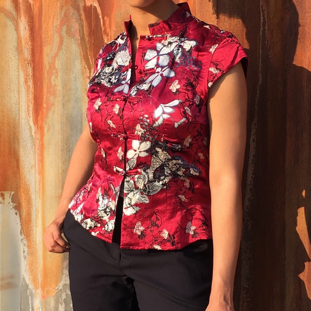 Citron Silk Blend Blouse sz petite medium